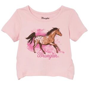 Wrangler Girl's "Horse" Graphic Short Sleeve Tee, Pink